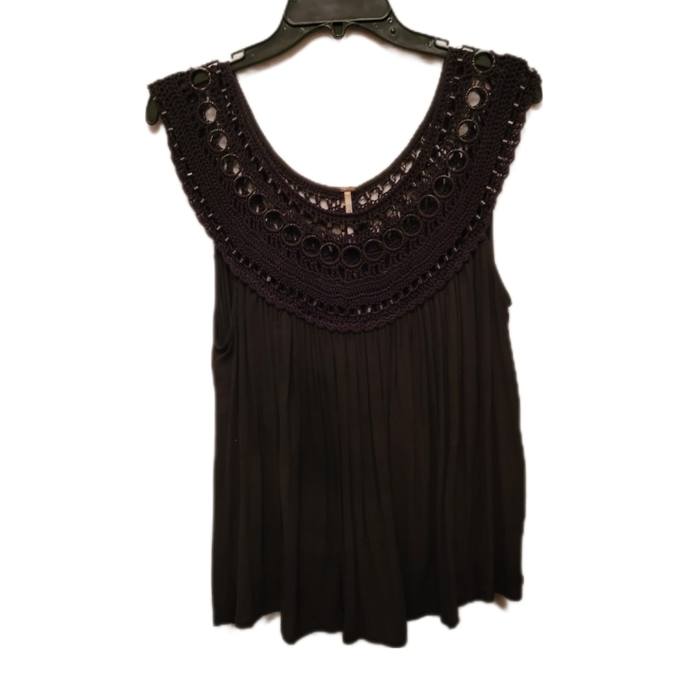 Free people crochet o ring metal tank xs